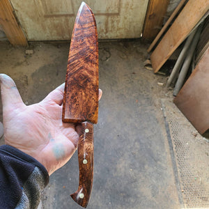 Damascus blade with honduran rosewood burl handle and saya
